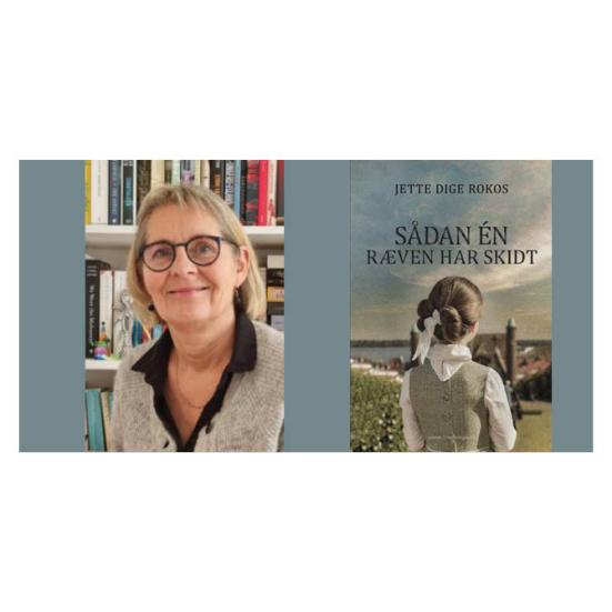 Portræt af Jette Dige Rokos og bogen "Sådan en som ræven har skidt"