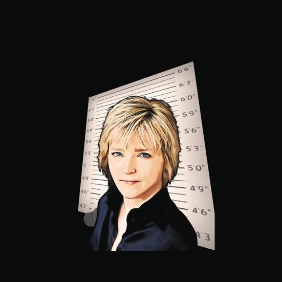 Cartoon-manipuleret foto af Karin Slaughter. Credit: Mark Brester