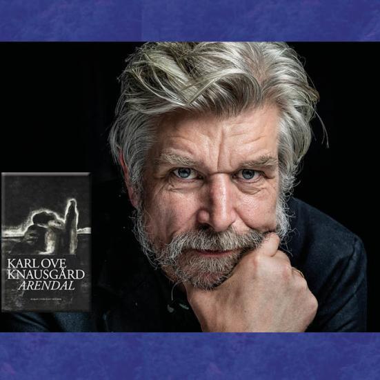 Portræt af Karl Ove Knausgård (foto: Lars Krabbe) og forsiden af romanen 'Arendal'