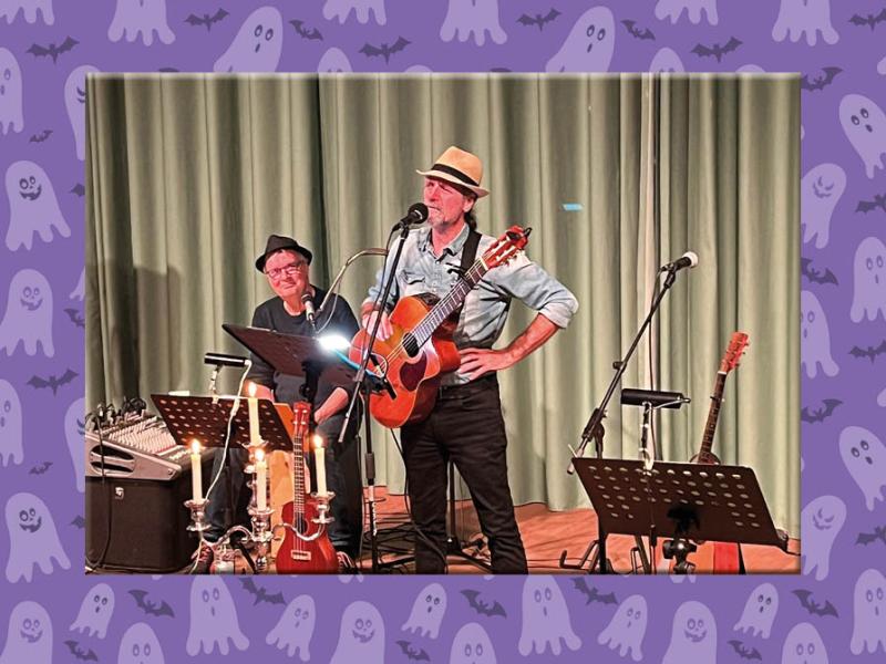 Foto af Peter Borup og band. Baggrundsfoto: Colourbox.dk