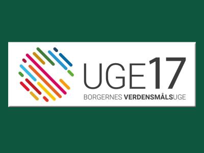 Verdensmål logo og teksten "UGE17 Borgernes Verdensmålsuge"