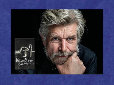Portræt af Karl Ove Knausgård (foto: Lars Krabbe) og forsiden af romanen 'Arendal'
