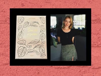 Portræt af Eva Dixen og forsiden af hendes bog