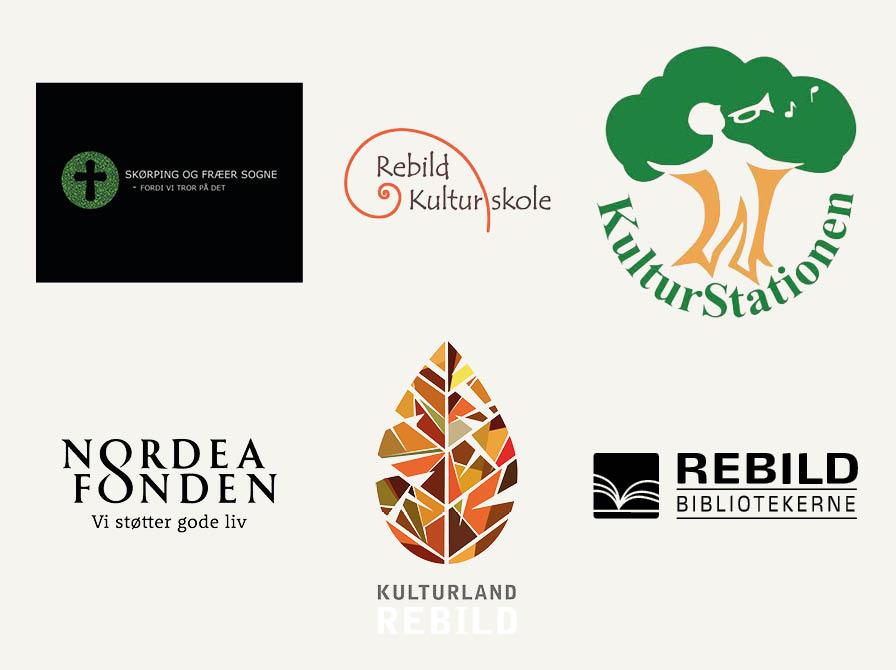 Logoer fra: Skørping og Fræer Sogne, Rebild Kulturskole, KulturStationen, Nordea Fonden, Kulturugerne og Rebild Bibliotekerne