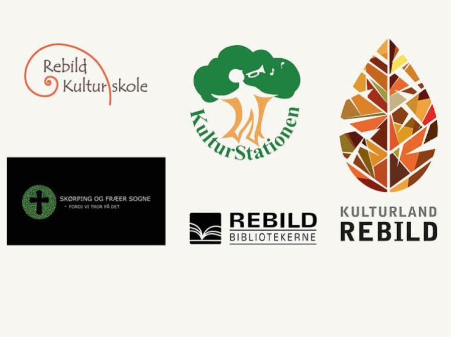 Logoer fra: Skørping og Fræer Sogne, Rebild Kulturskole, KulturStationen, Kulturugerne og Rebild Bibliotekerne